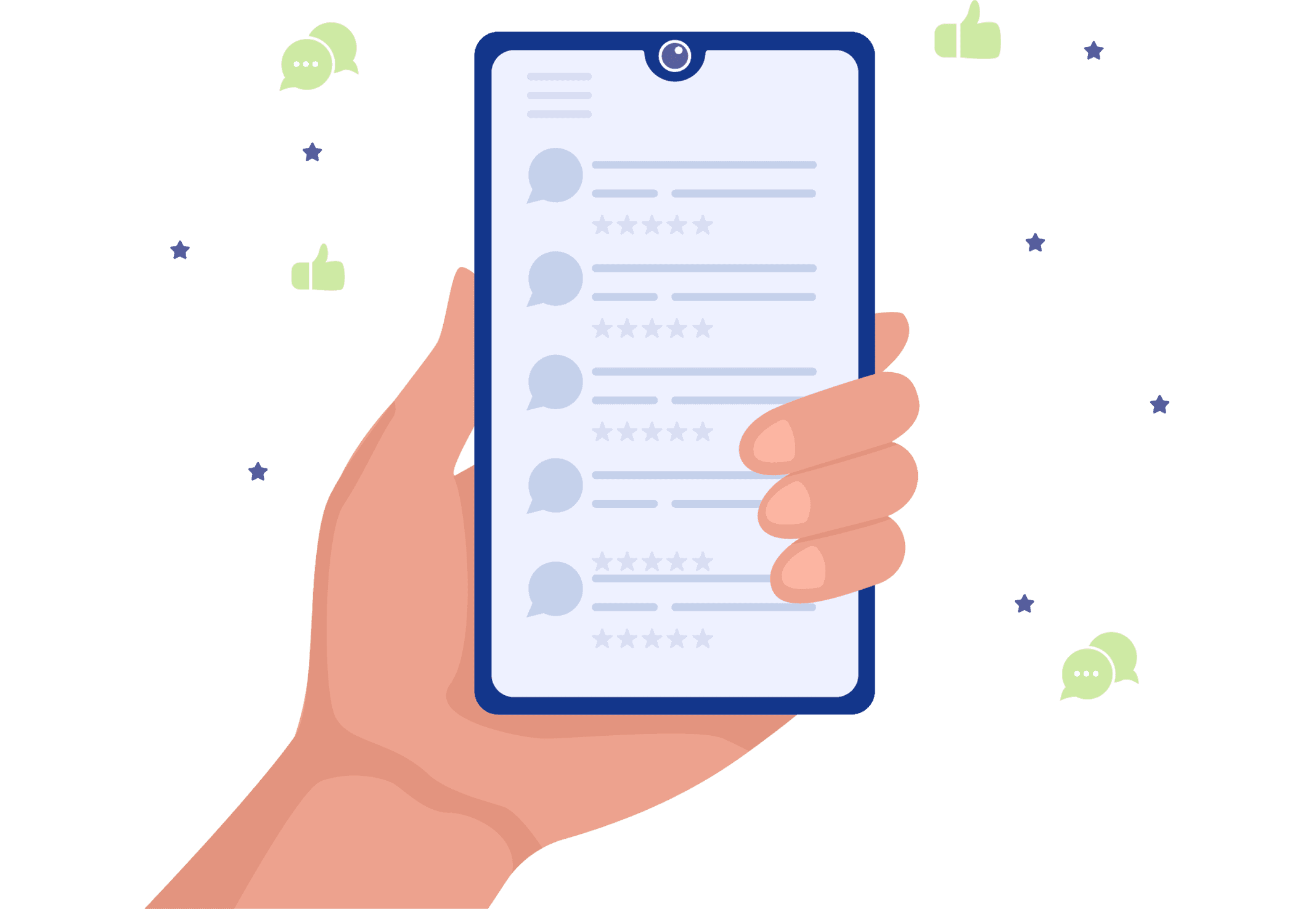 Illustration of someone holding phone