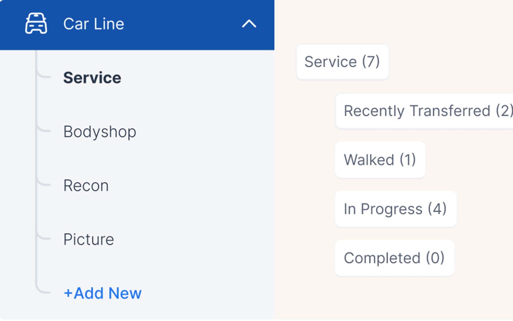 Workflow screenshot for car line