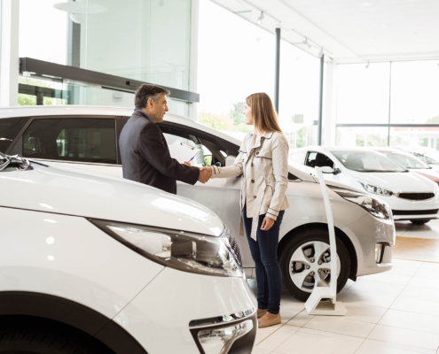 Salesman shaking a customer hand